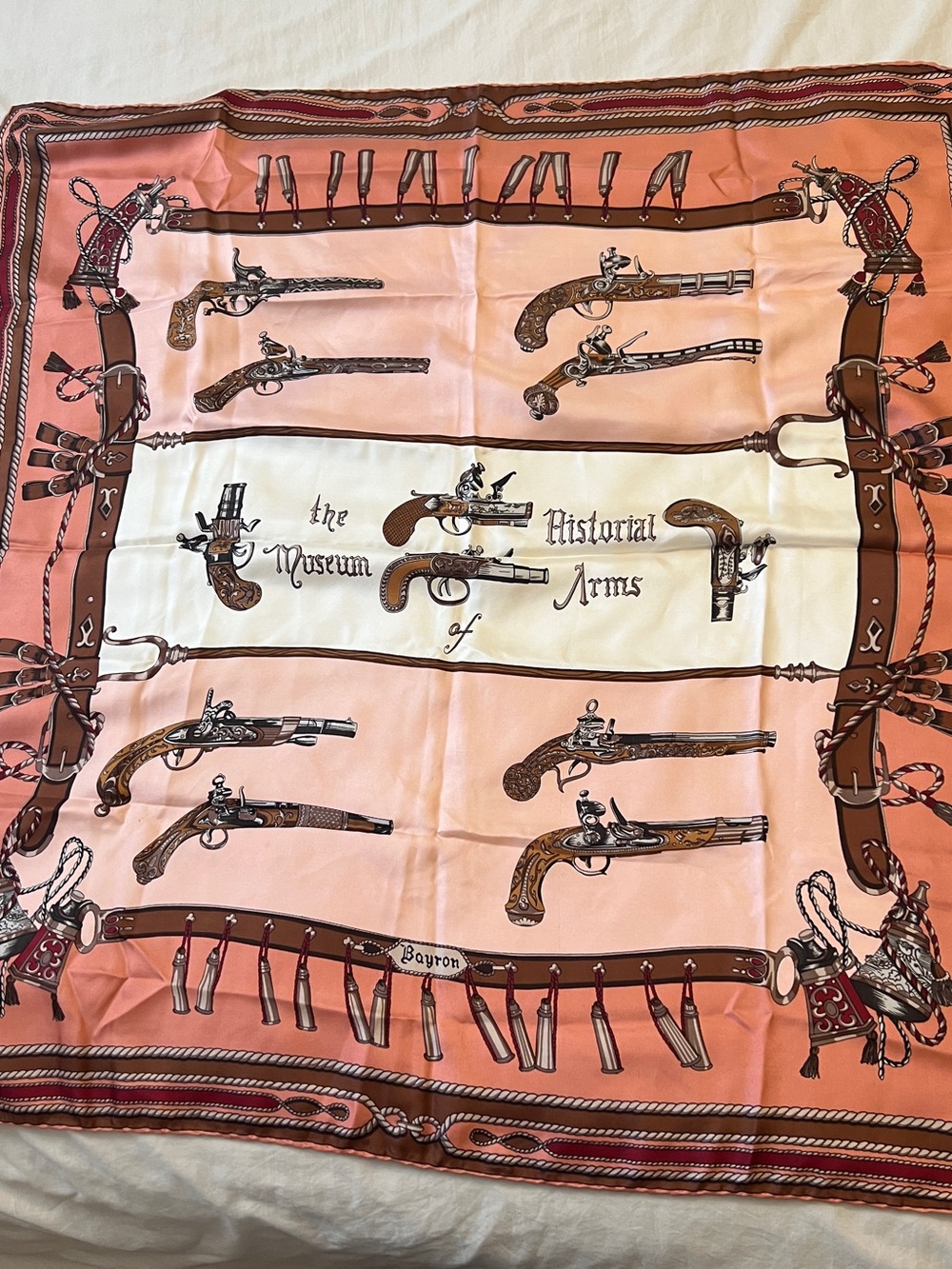 Vintage Museum of Historical Arms Scarf -features antique pistol firearms